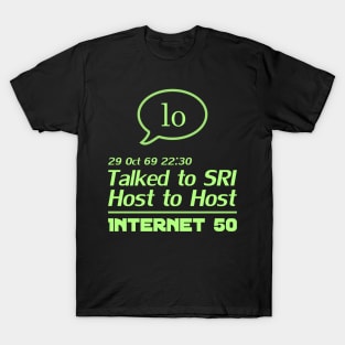 Internet 50 - talked to SRI, Host to host 29 Oct 69 - lime T-Shirt